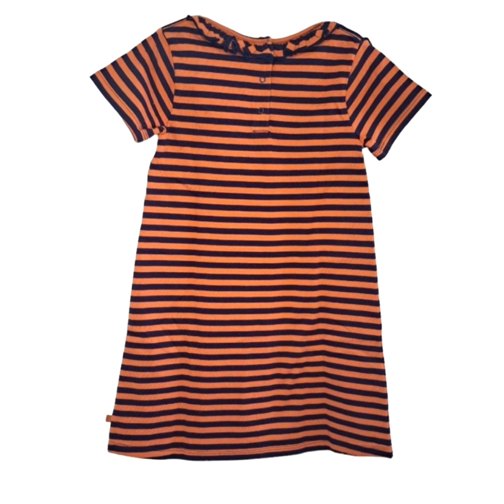 NEW Cadet Rousselle Orange Fall Striped Dress Squirrel Ruffle Size 5 - Picture 3 of 6